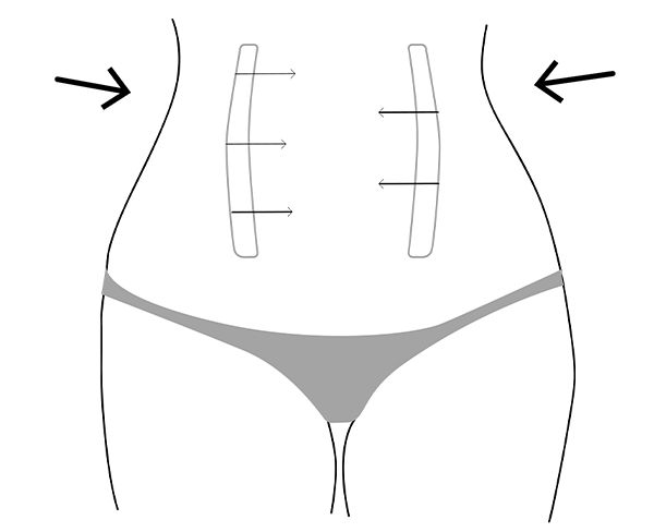 Woman's face, before and after Tummy Tuck treatment, front view
